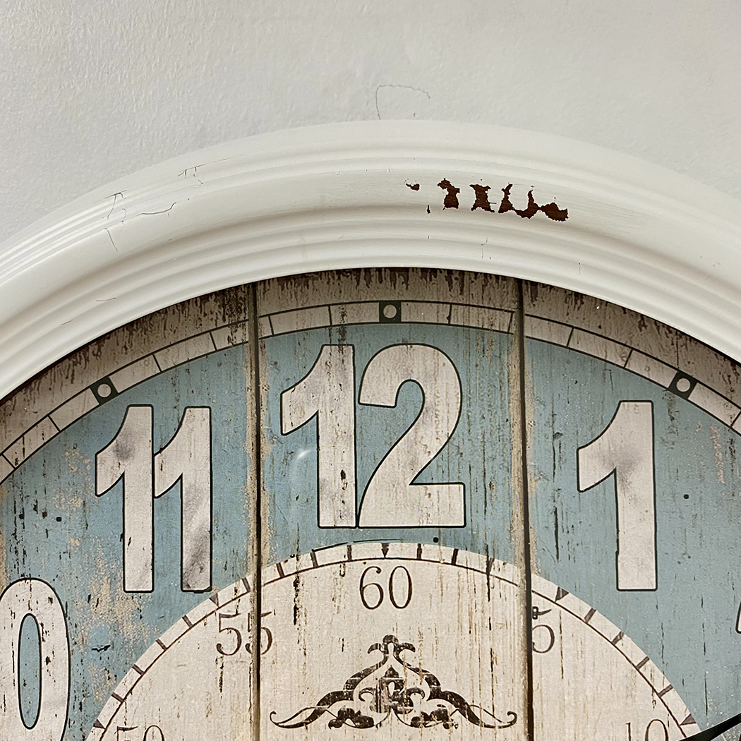   Vintage Hotel Les Flots Bleus Metal Frame Wall Clock White 47cm