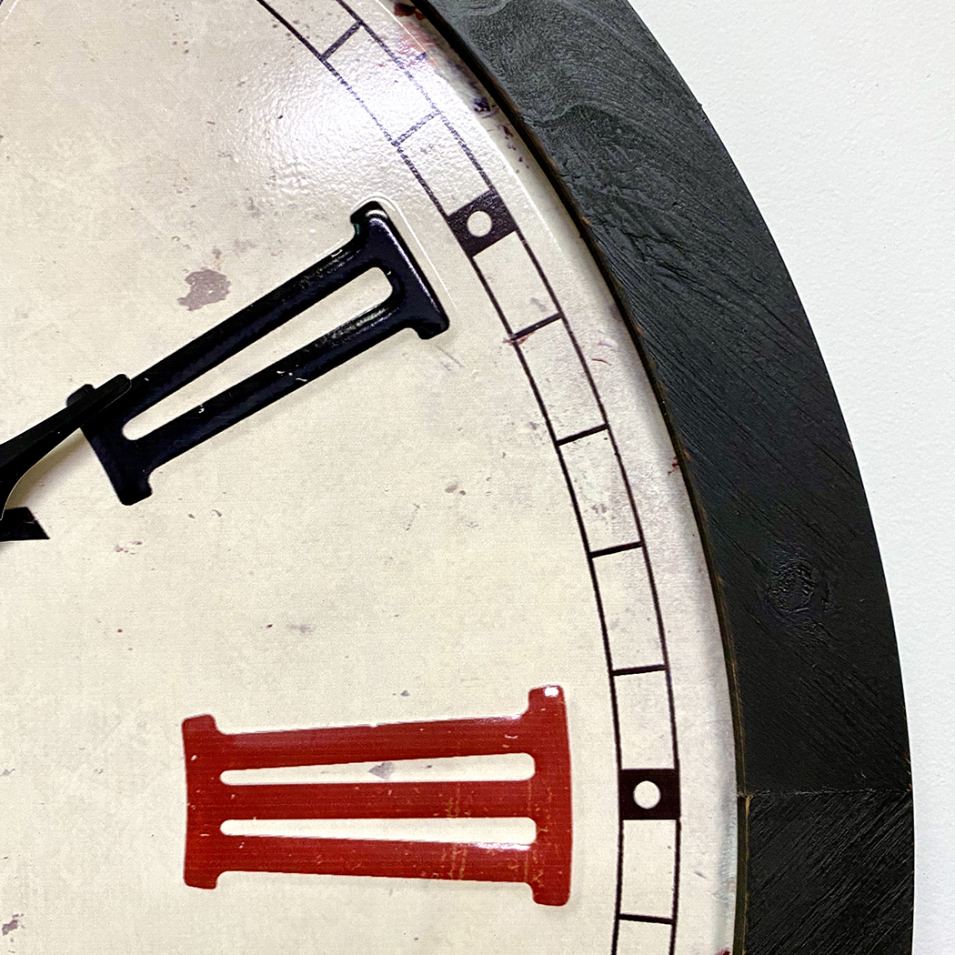   Old Town Stamped Metal Dial Wood Frame Wall Clock 60cm