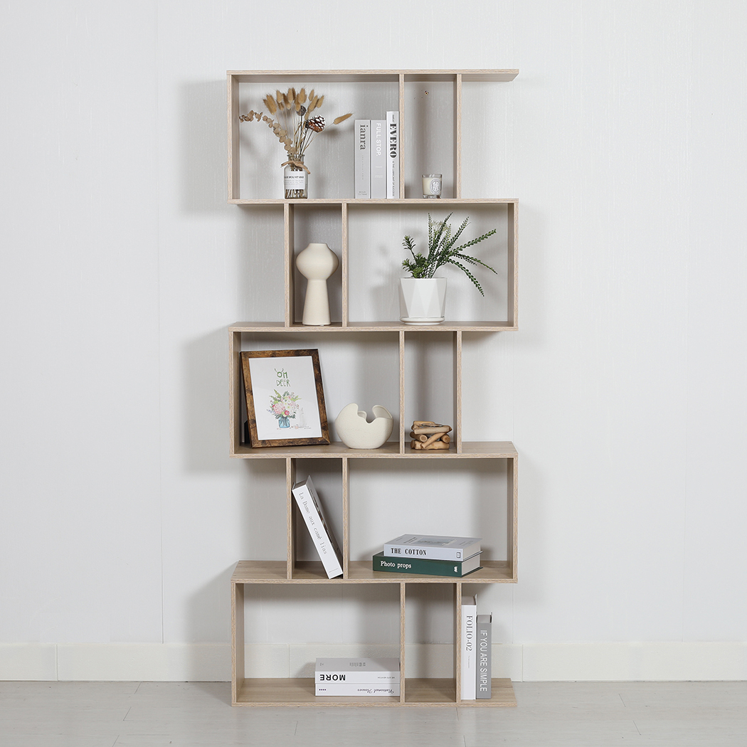   Kian 5 Tier Display Shelf Bookshelf Unit Oak