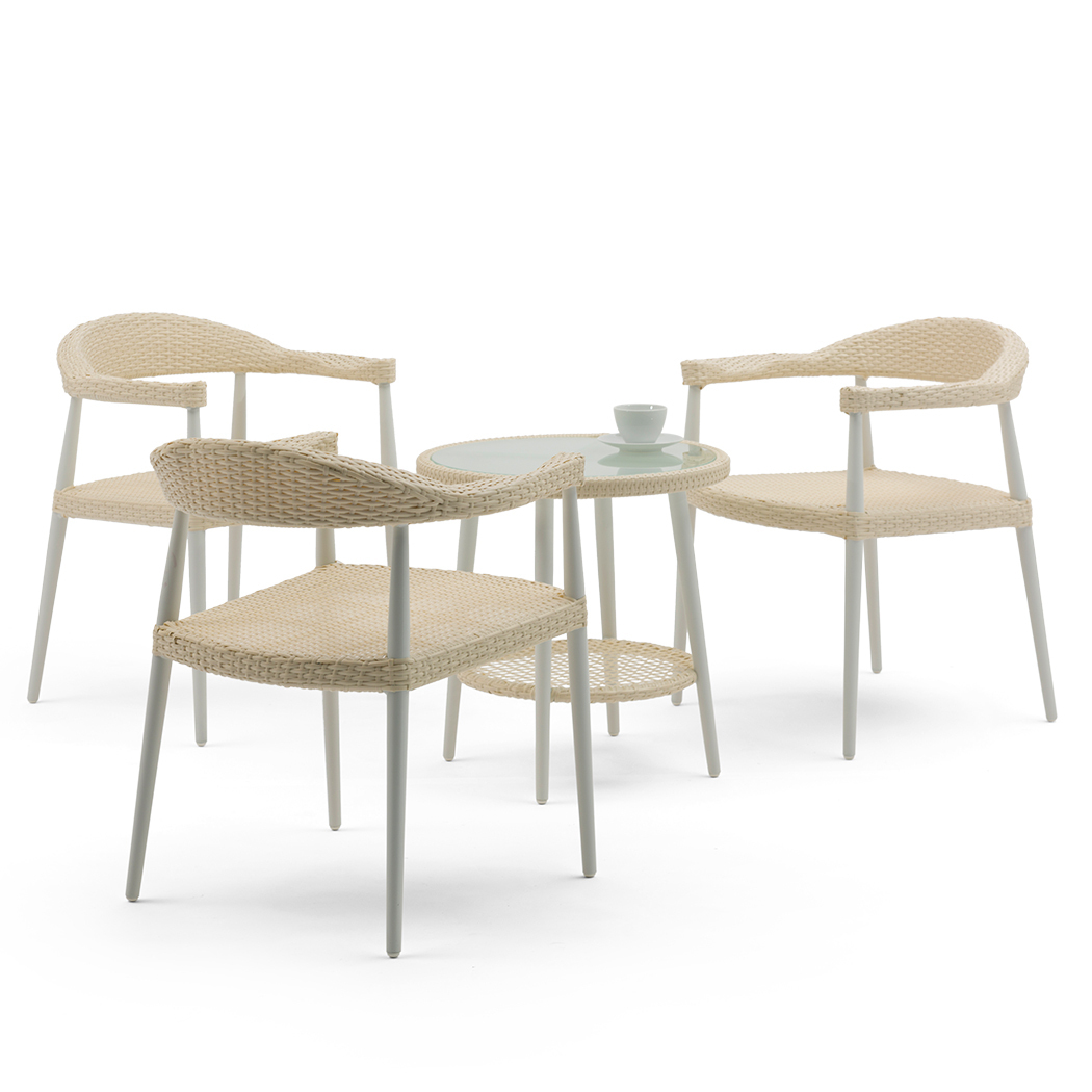   Porto 4 Piece Outdoor Coffee Table & Chair Set Beige