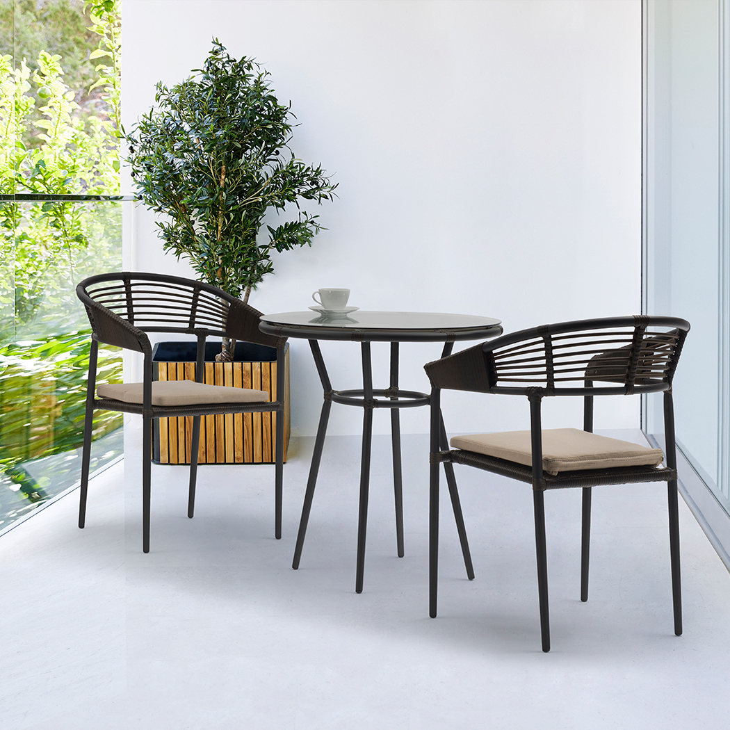   Brogan 2 Seater PE Rattan Outdoor Lounge Set Coffee Table & Chairs