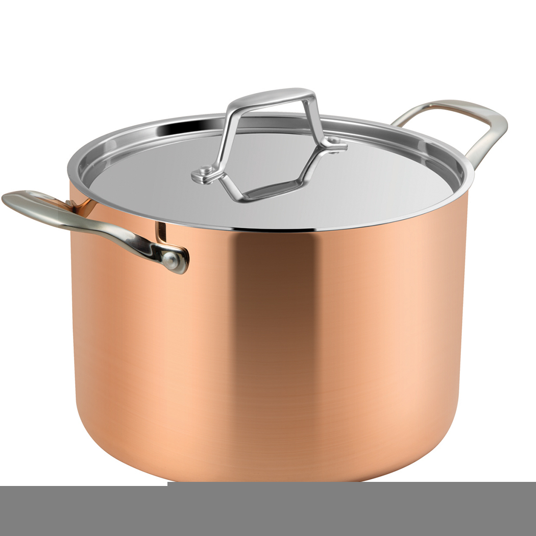   LASSANi Tri-ply Copper Stock Pot 24cm