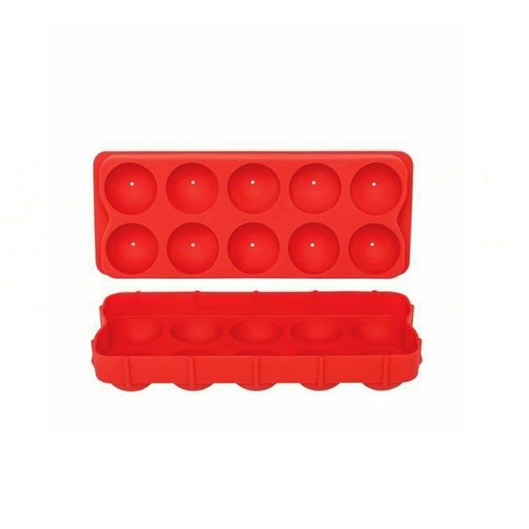 Appetito Silicone Round Ice Cube Tray Red