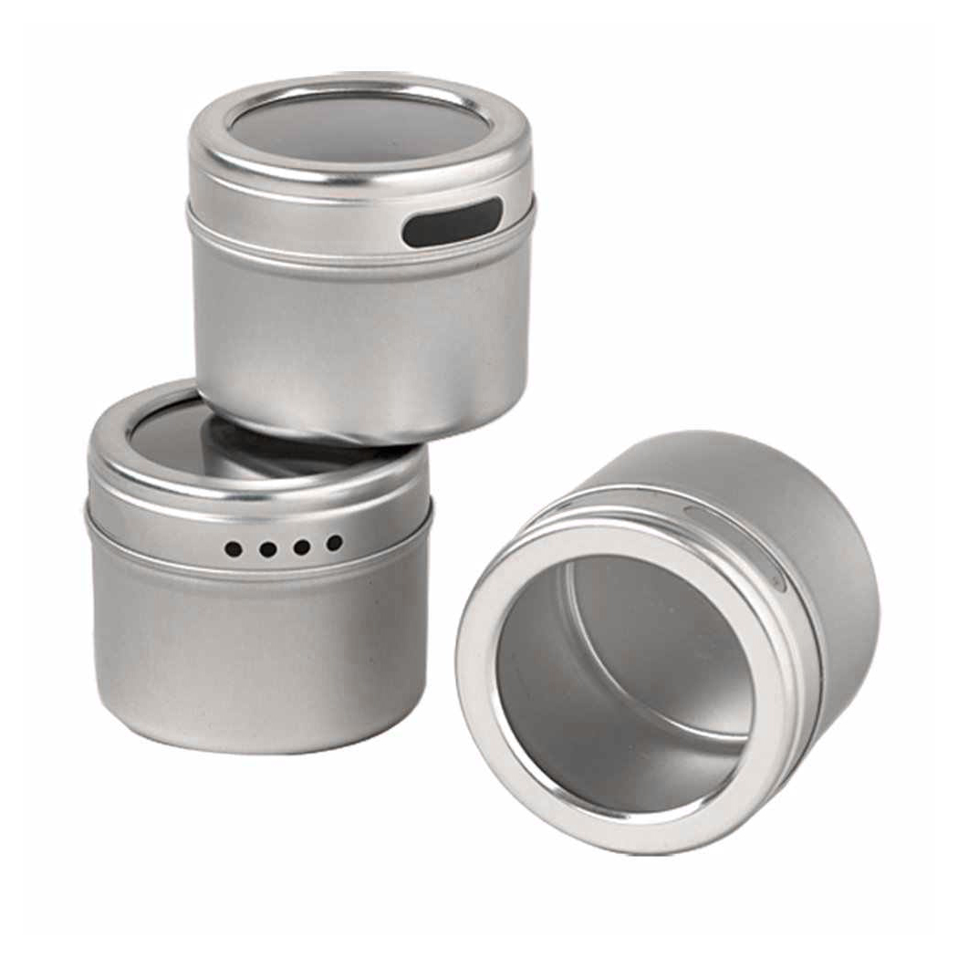   Appetito Set of 3 Magnetic Spice Cans with Window