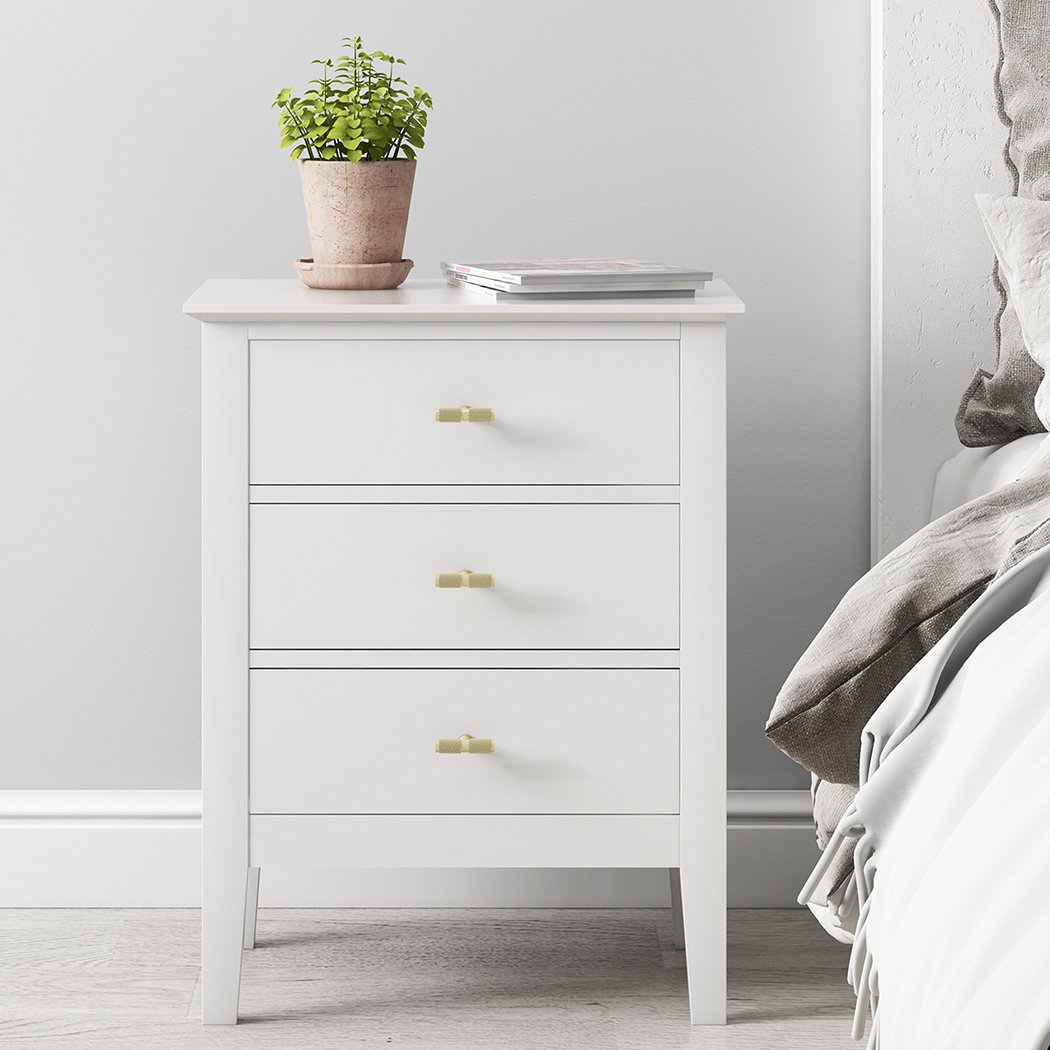   Harper 3 Drawer Side Table White