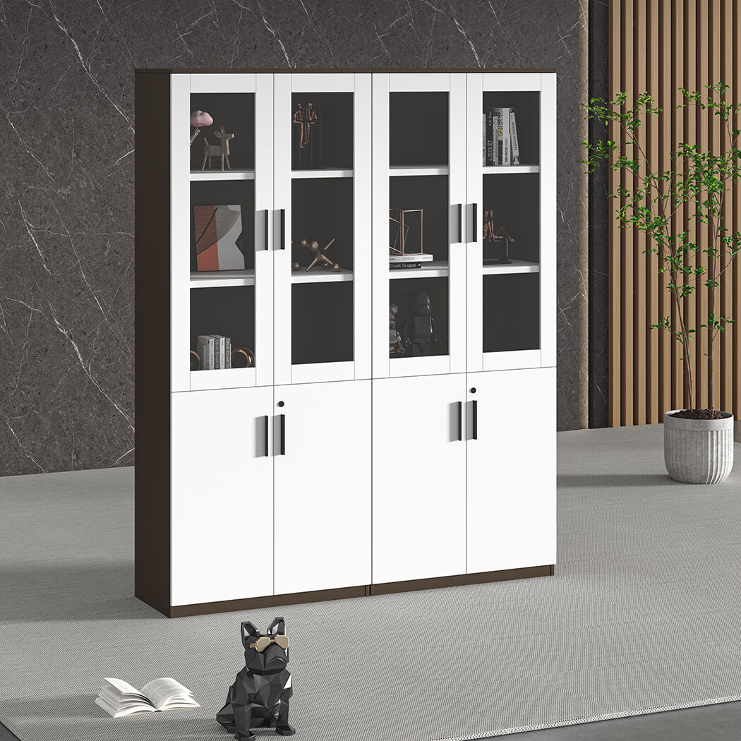   Esma  Storage Cabinet Filing Bookcases Unit with  Glass Doors & Lockable Base