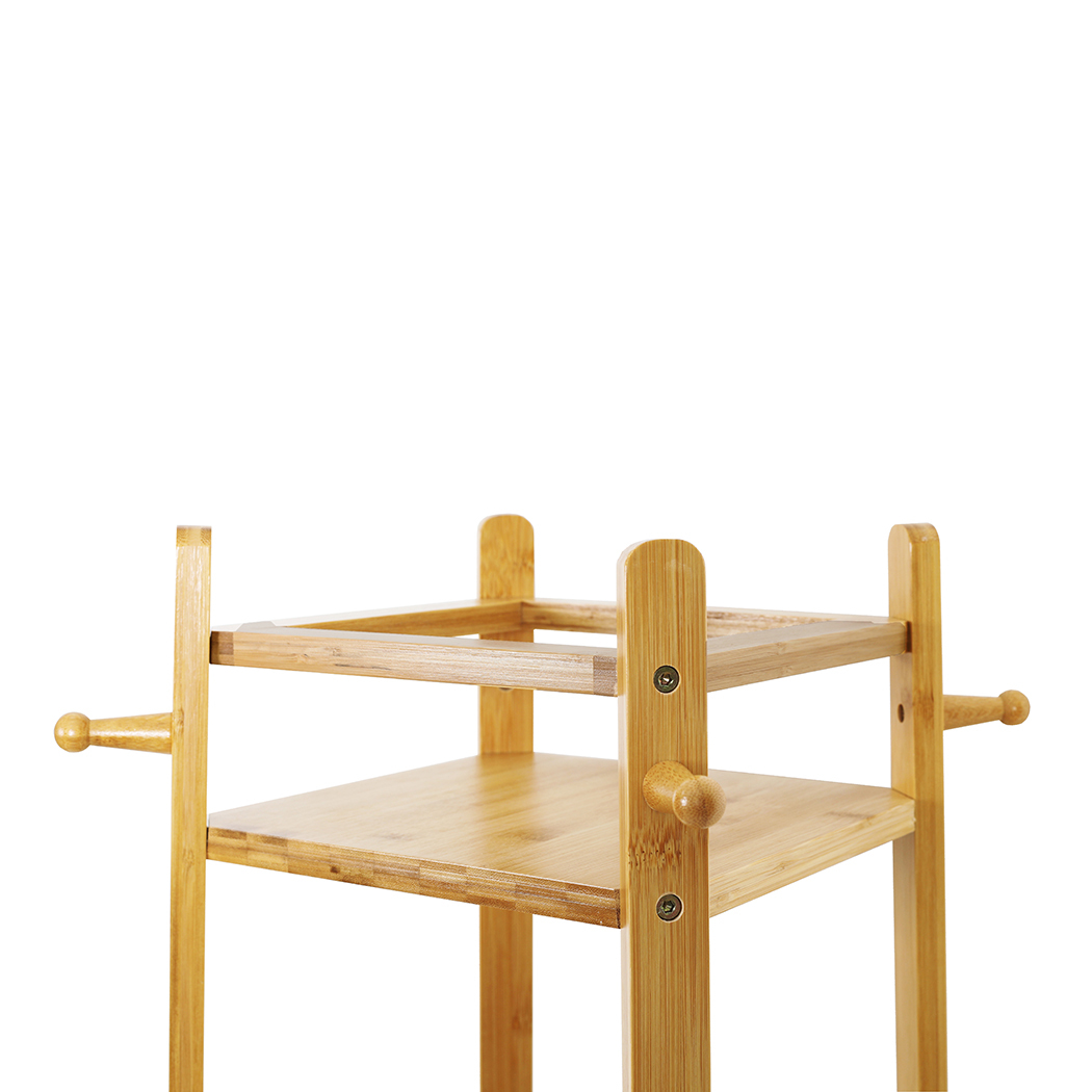   Colin Bamboo Coat Rack with Storage Shelves Natural