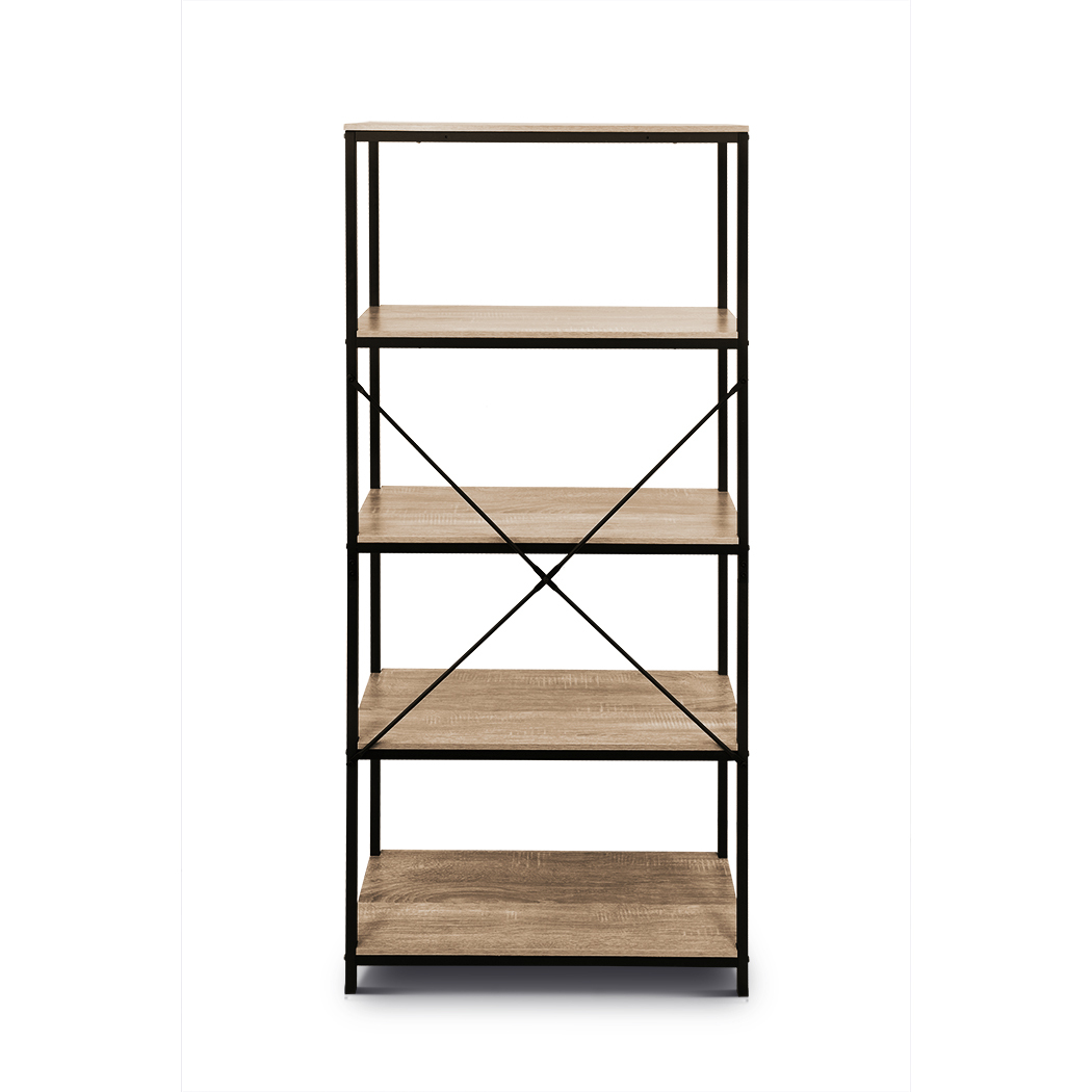  Rome Industrial Style 5-Tier Storage Bookshelf Oak