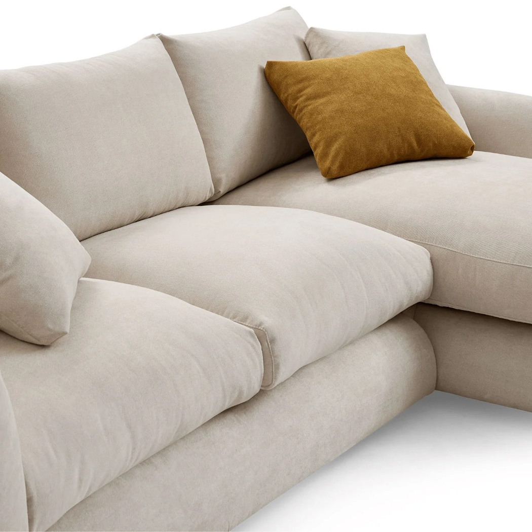   Harmony 3 Seater Fabric Sofa with Chaise Cream 