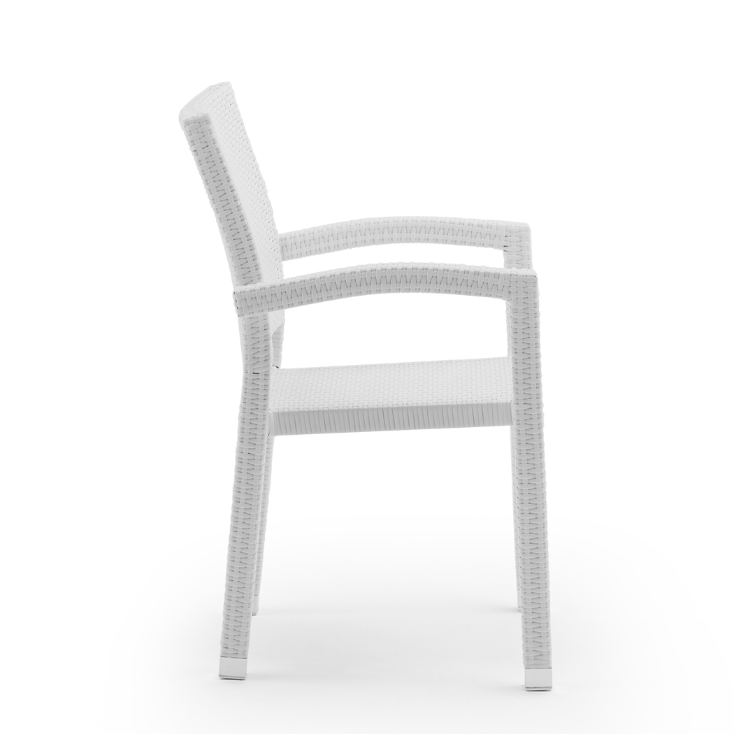   Bruno Outdoor PE Rattan Dining Chairs White (Set of 4)