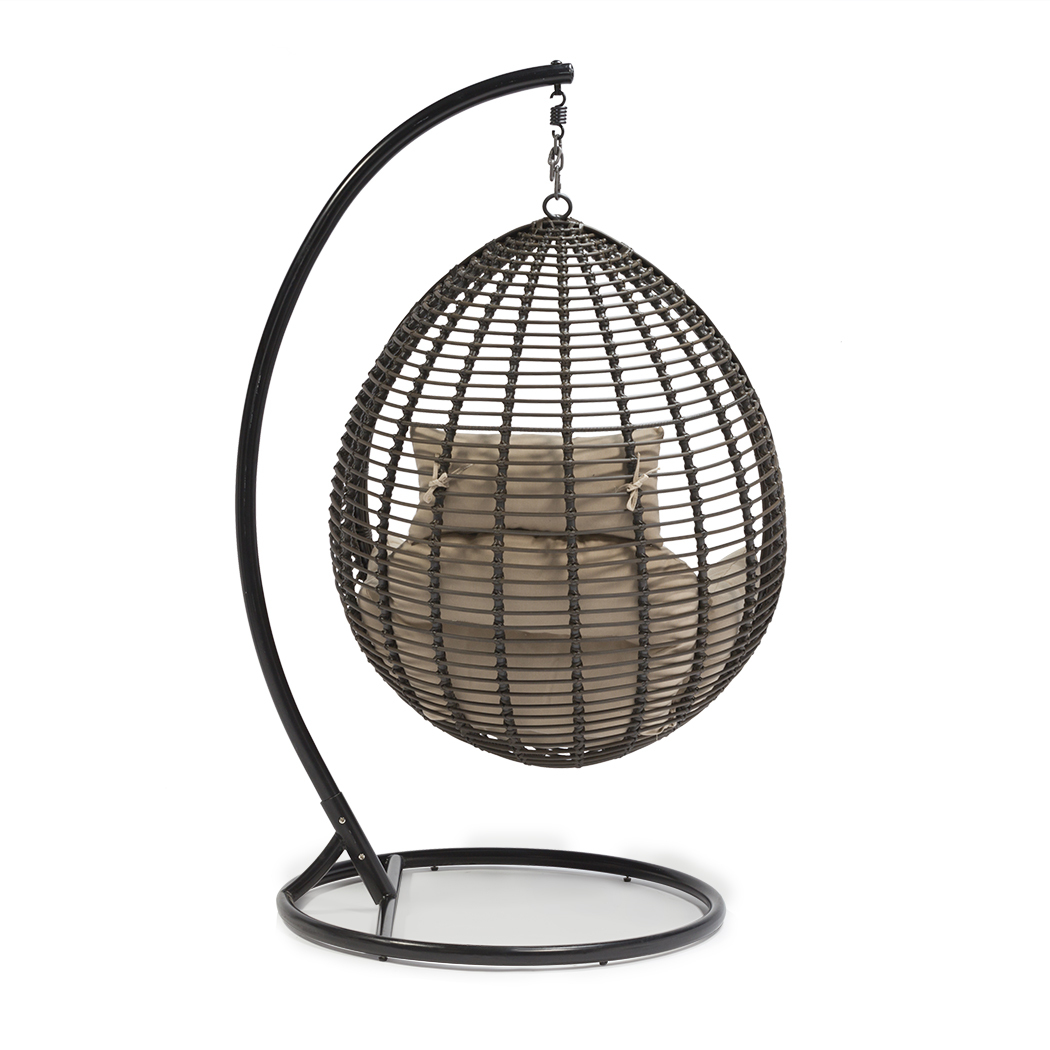   Sheila Outdoor PE Rattan Hanging Teardrop Swing Chair Brown