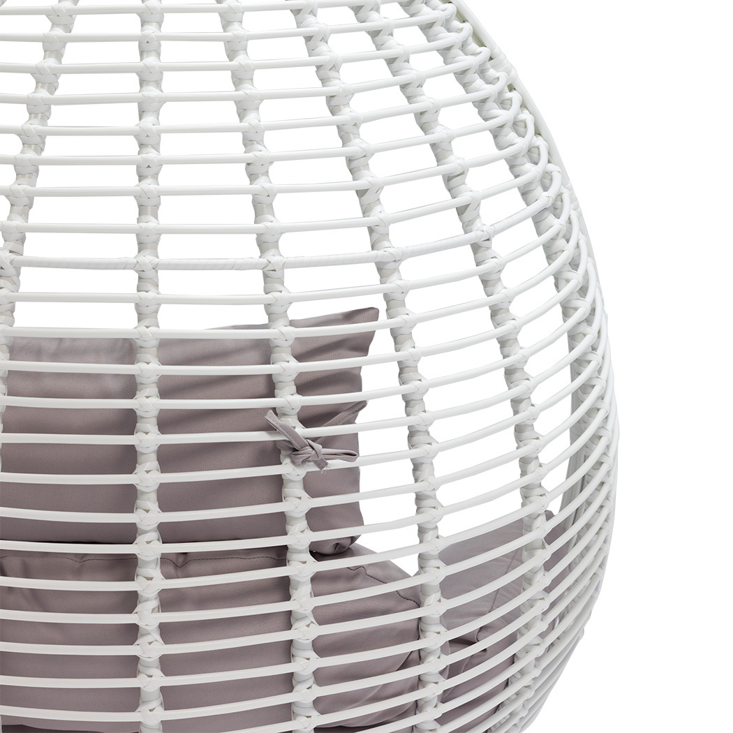   Sheila Outdoor PE Rattan Hanging Teardrop Swing Chair White