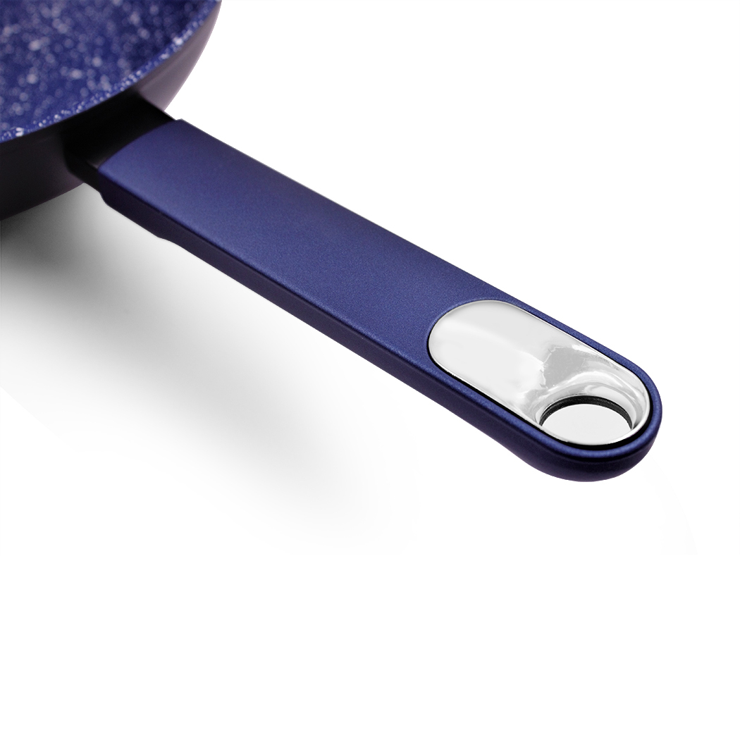   Marburg 3pc Non-stick Frypan Wok Set 24/28cm Blue