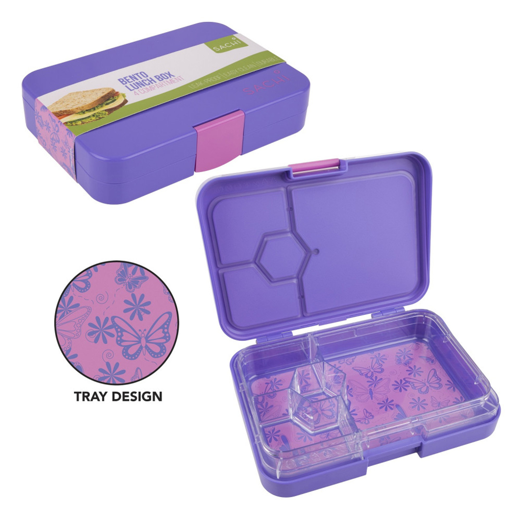   Sachi 4 Compartment Bento Lunch Box Butterflies