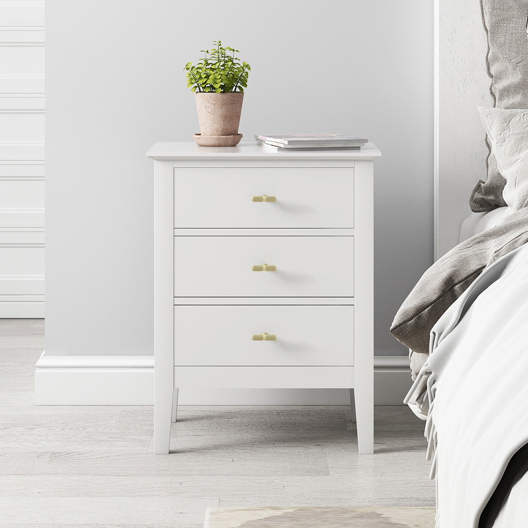   Harper 3 Drawer Side Table White