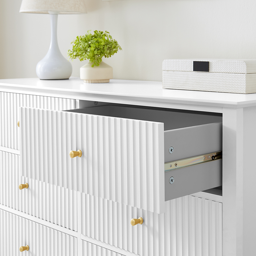   Zara Fluted 6 Drawer Chest White