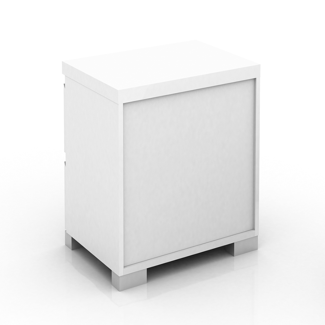   2 Drawers Bedside Table White