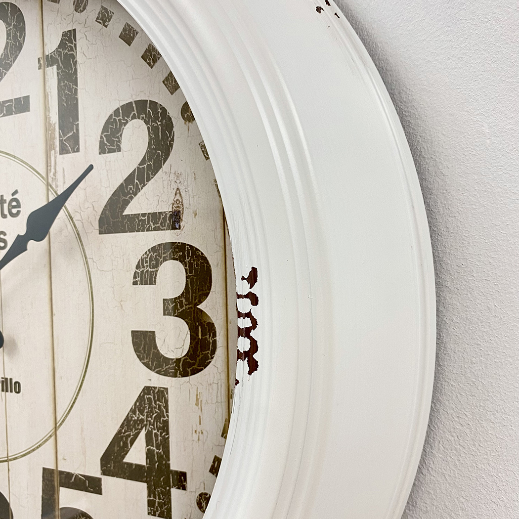   Antiquite Clock French Country Metal Frame Wall Clock White 47cm