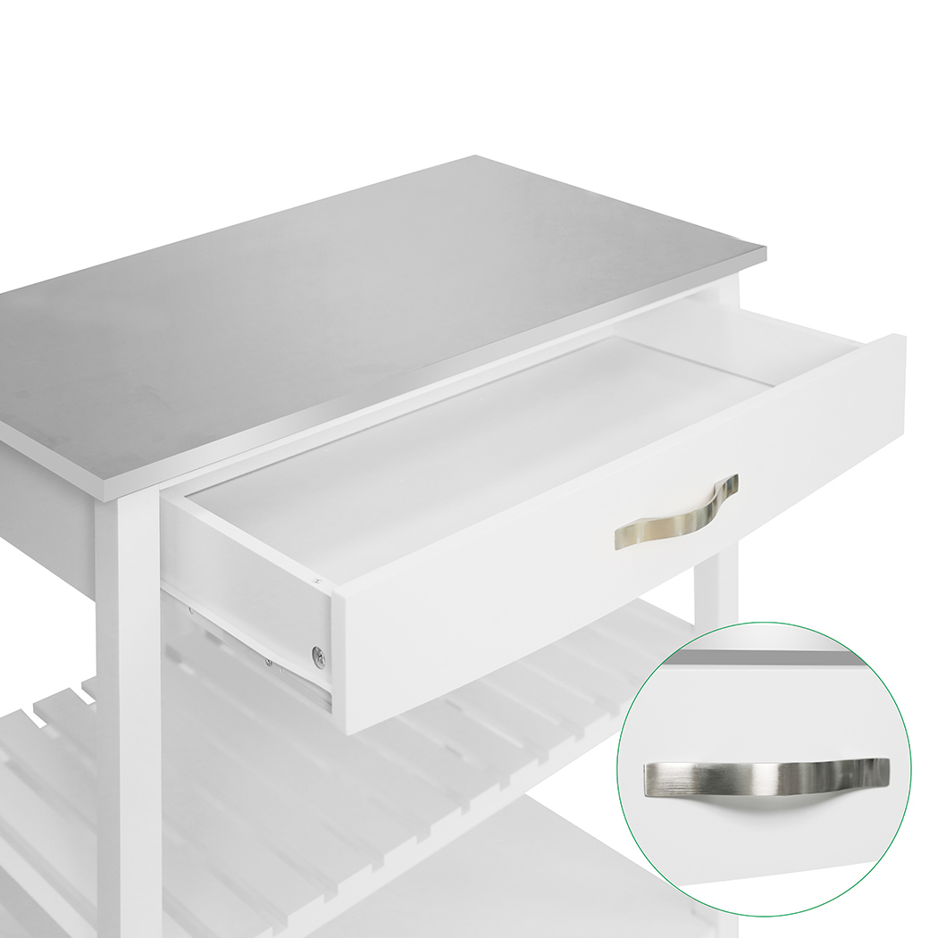   Hina Kitchen Trolley with Drawer 2 Shelves White
