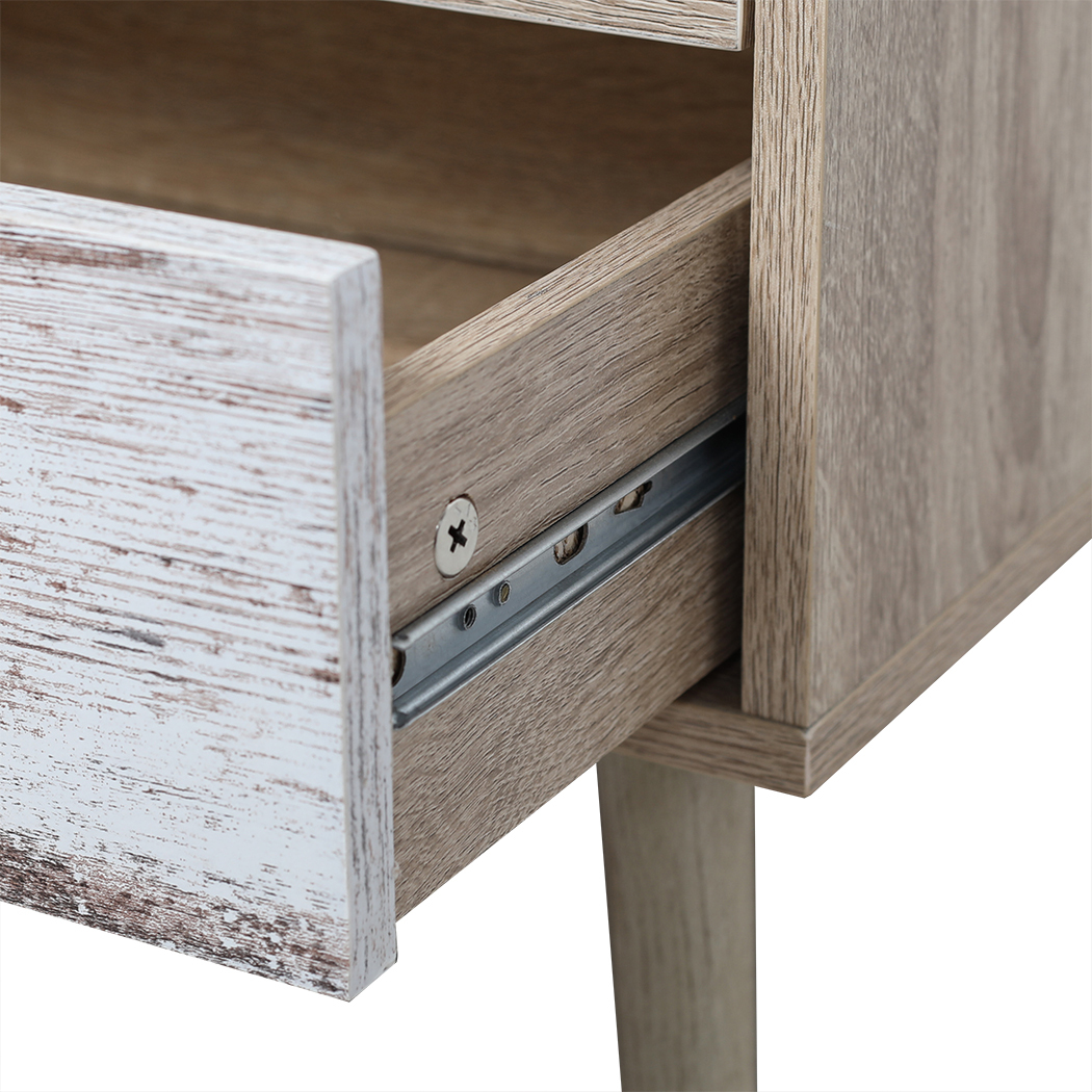   Luka 2 Drawer Bedside Table White Washed and Oak