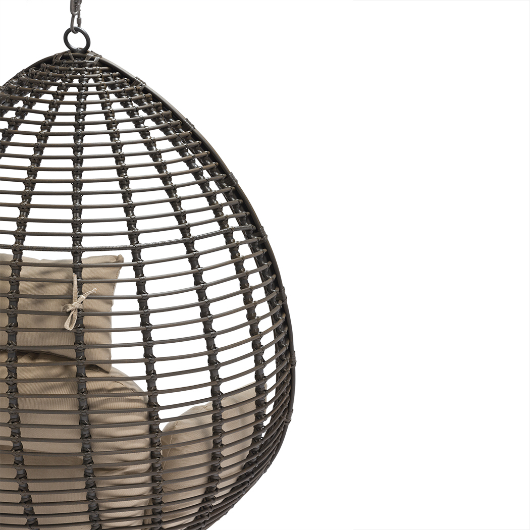   Sheila Outdoor PE Rattan Hanging Teardrop Swing Chair Brown