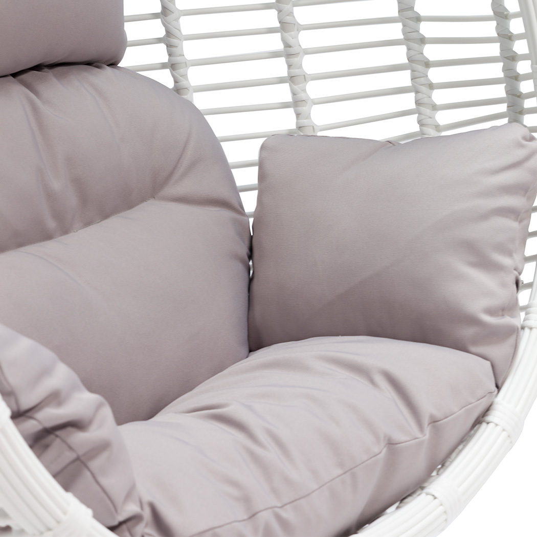   Sheila Outdoor PE Rattan Hanging Teardrop Swing Chair White