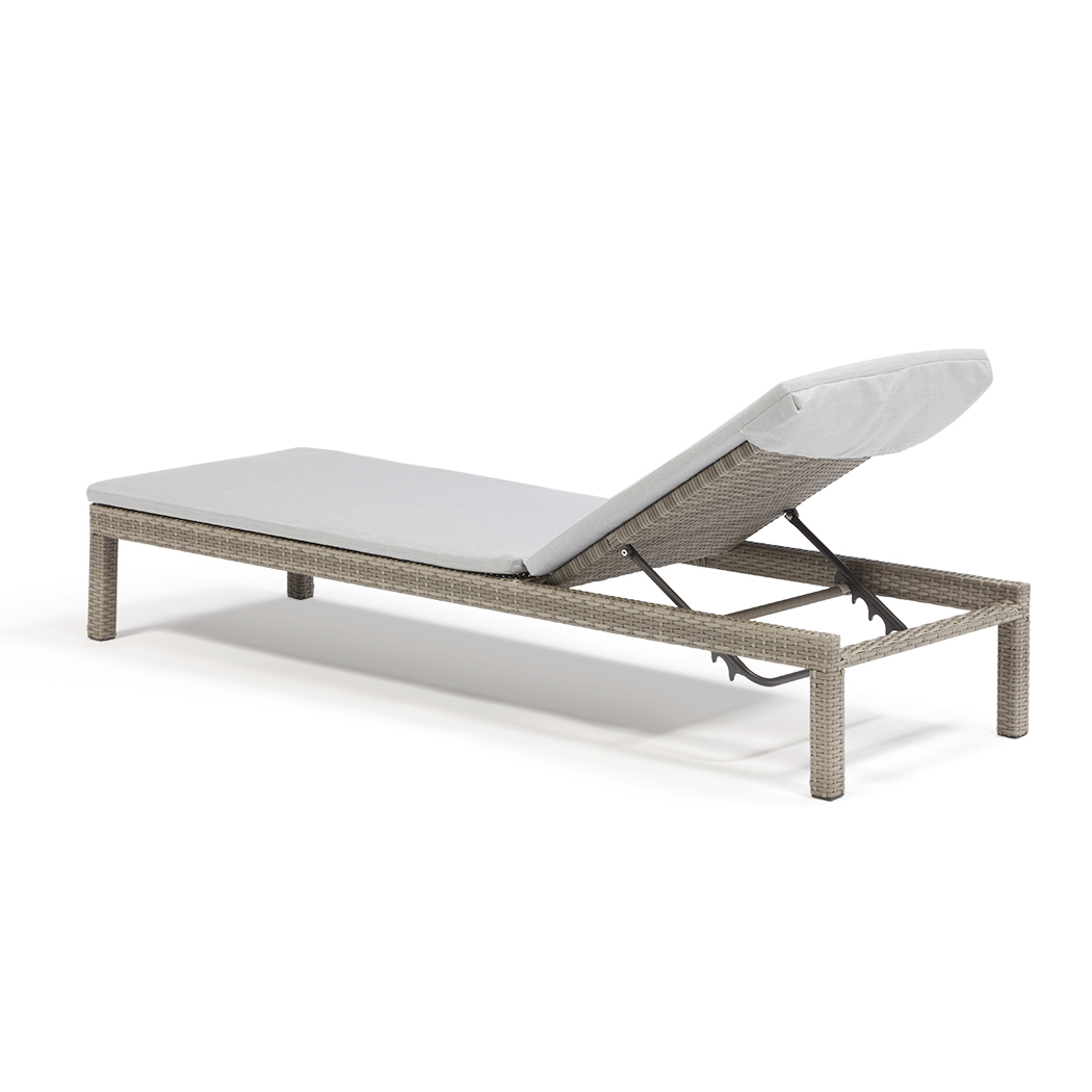   Arthur Outdoor Rattan Sun Lounges Set w/ Side Tables Grey (Set of 2)