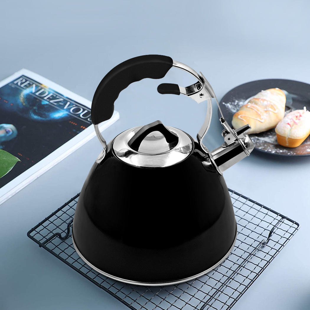 Aquatic Stainless Steel Whistling Kettle 3L Black