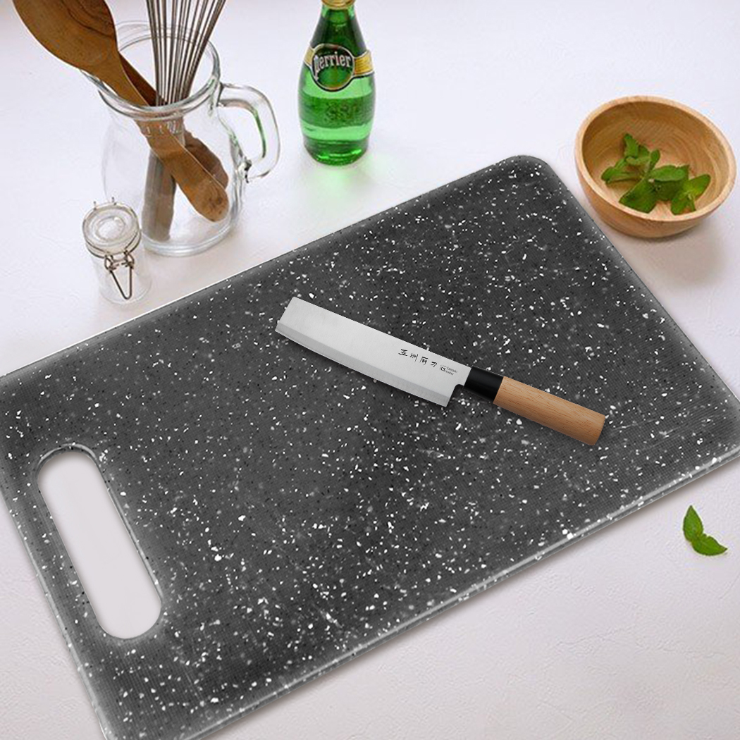   HOLSTEIN Plastic Cutting Board with Marble Look 35.5x25.5x0.8cm