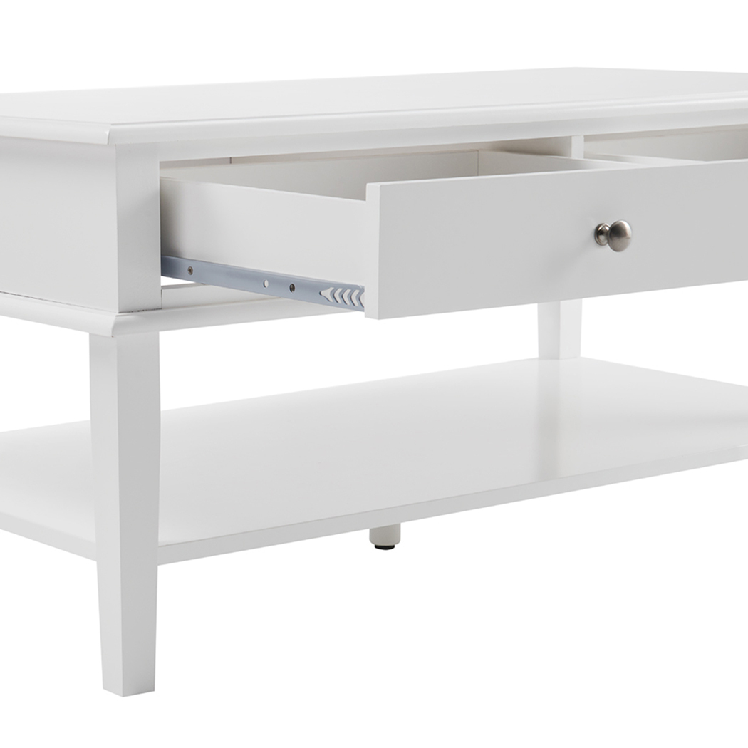   Chloe 2 Drawer 1 Shelf Coffee Table White