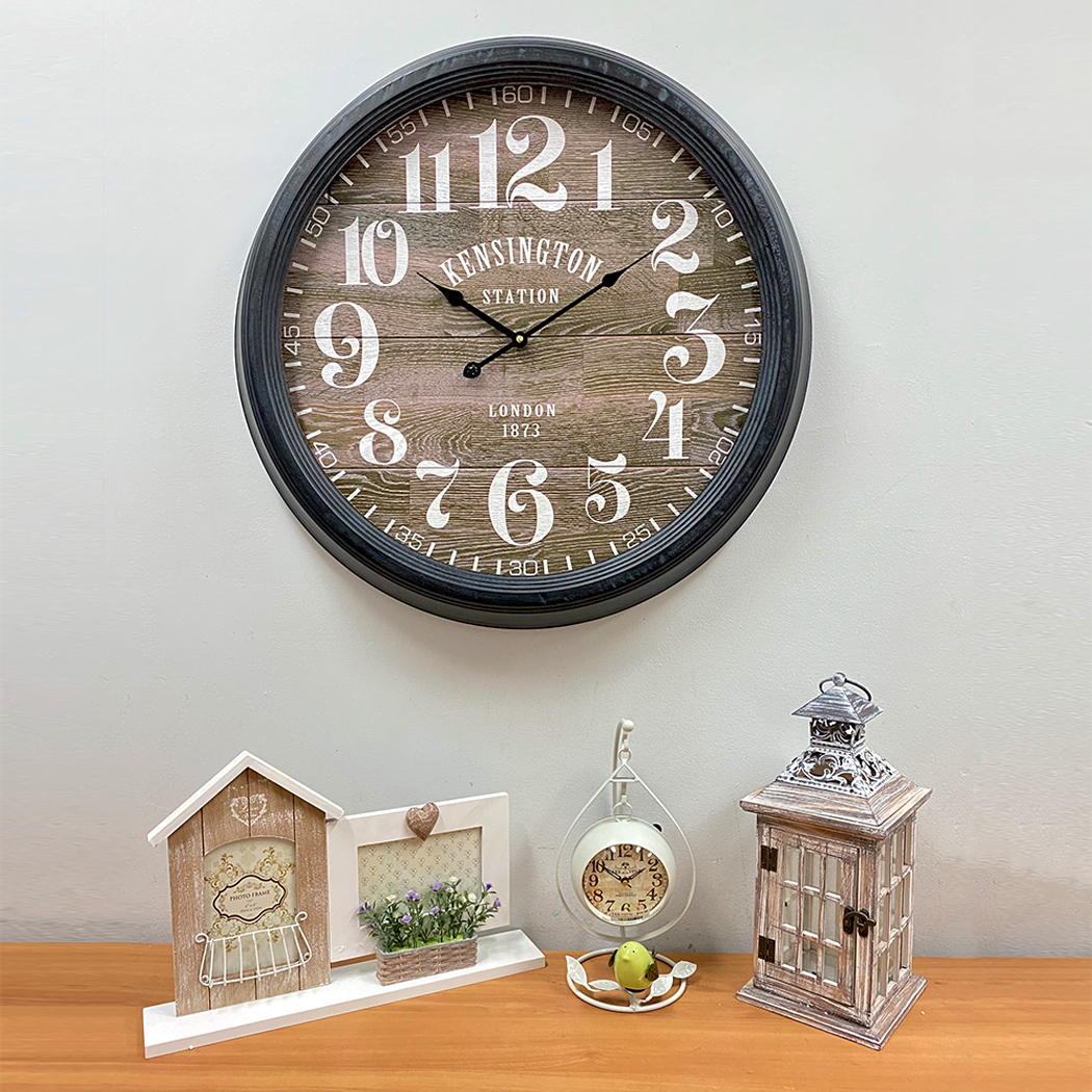   Antique Large Kensington Station London Metal Wall Clock 60cm