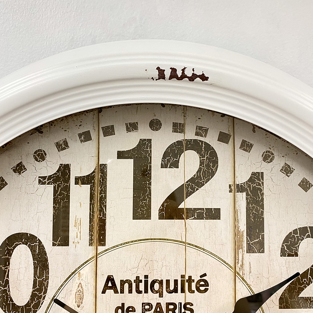   Antiquite Clock French Country Metal Frame Wall Clock White 47cm