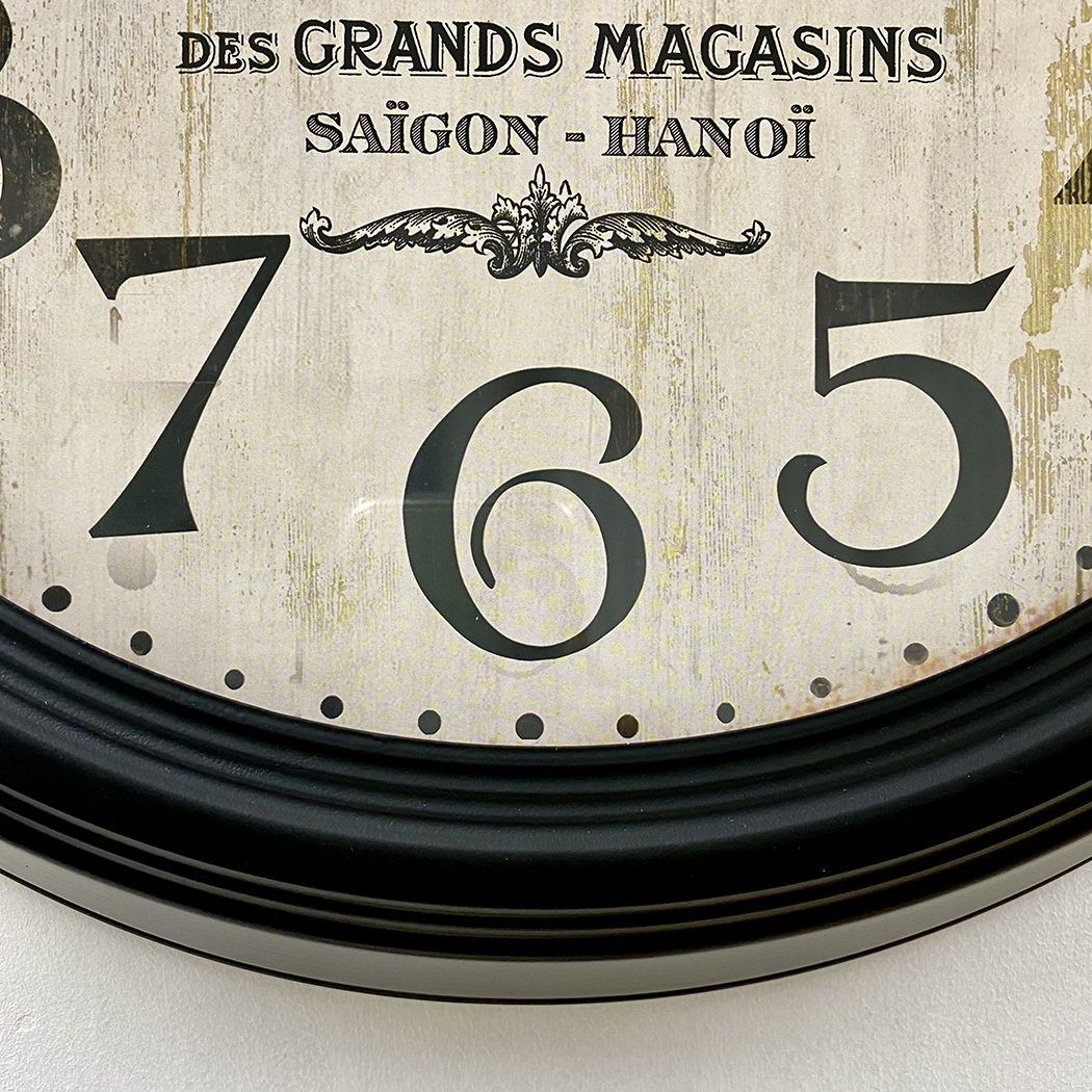   Vintage Retro Black Distressed Metal Frame Wall Clock 46cm