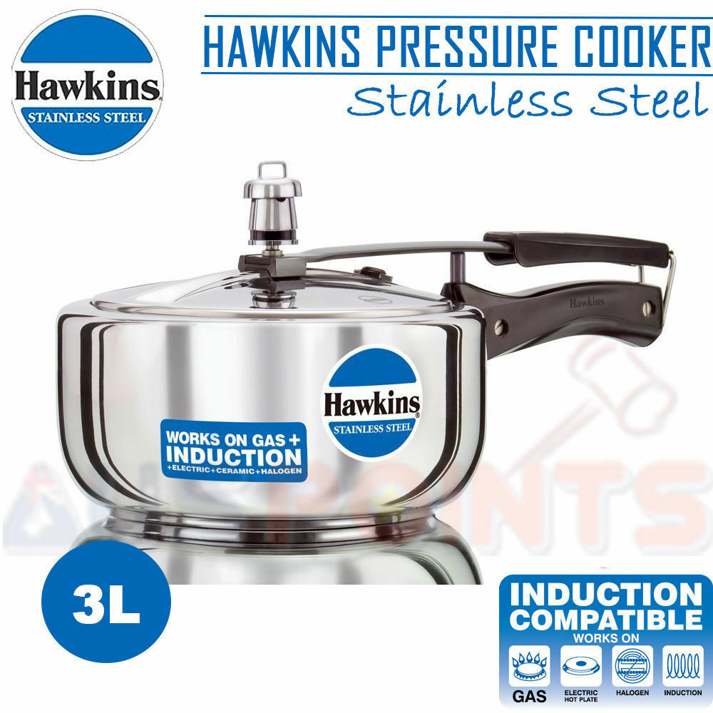 3L Hawkins Stainless Steel Pressure Cooker 3 Litres Lid Cookware