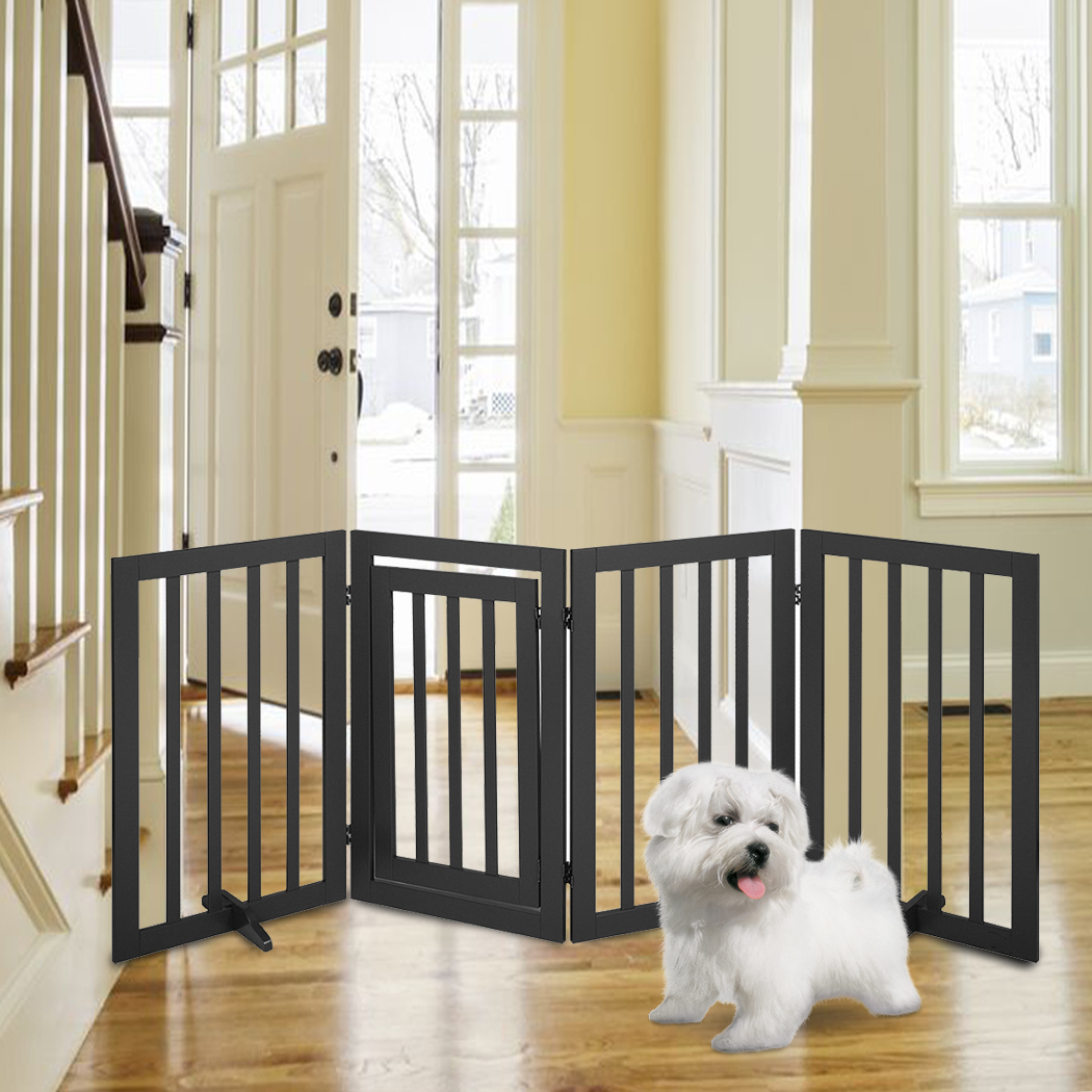 Safety Pet Puppy Gate Security Barrier Folding Wooden Door Stair Guard