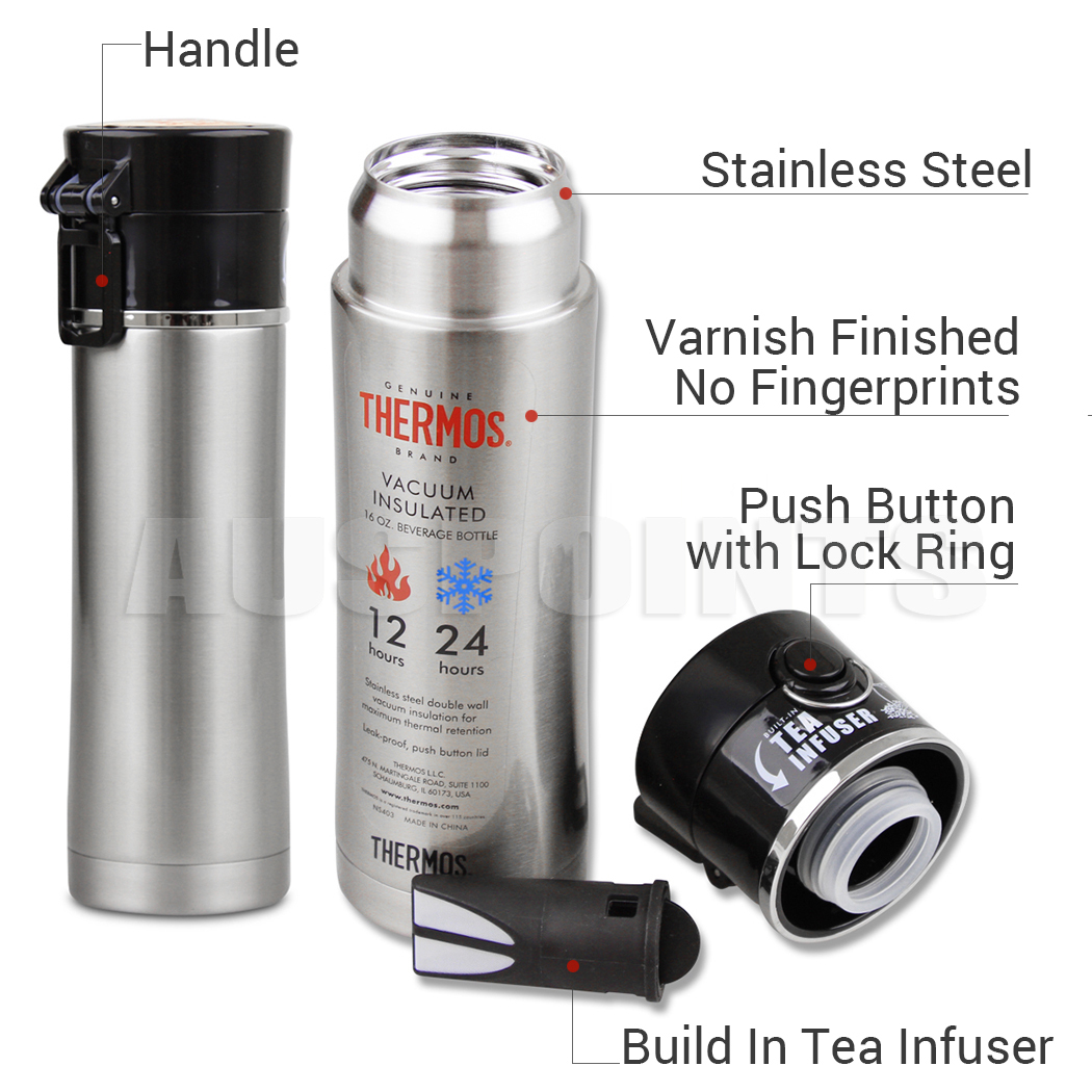NEW Thermos Stainless Steel Vacuum Insulated Flask w/ Tea Infuser Drink