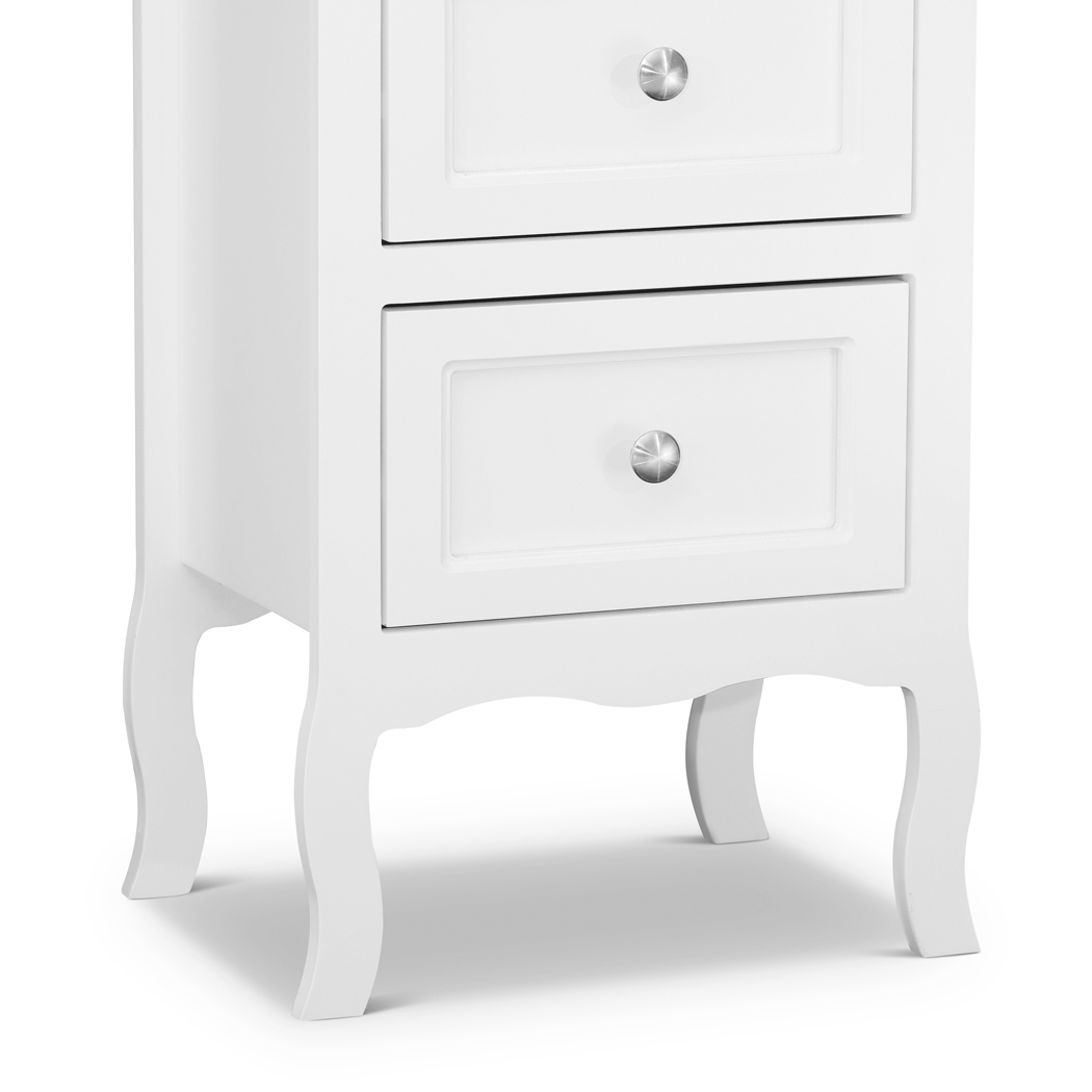  2 x Franco 2 Drawers Bedside Table White