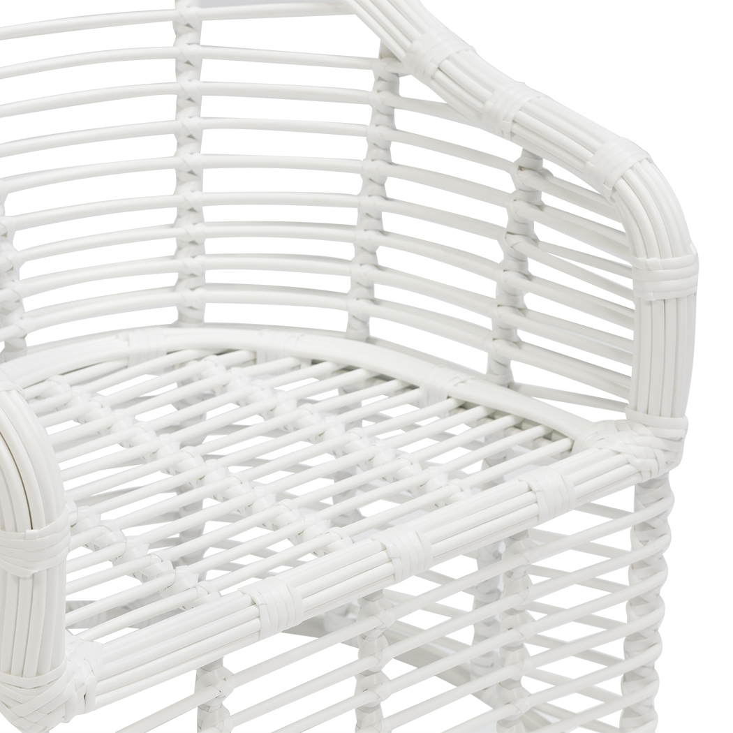 Florida 2 Seater PE Rattan Outdoor Lounge Set Coffee Table & Chairs White