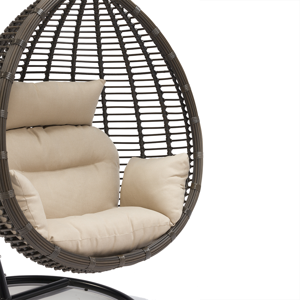   Sheila Outdoor PE Rattan Hanging Teardrop Swing Chair Brown