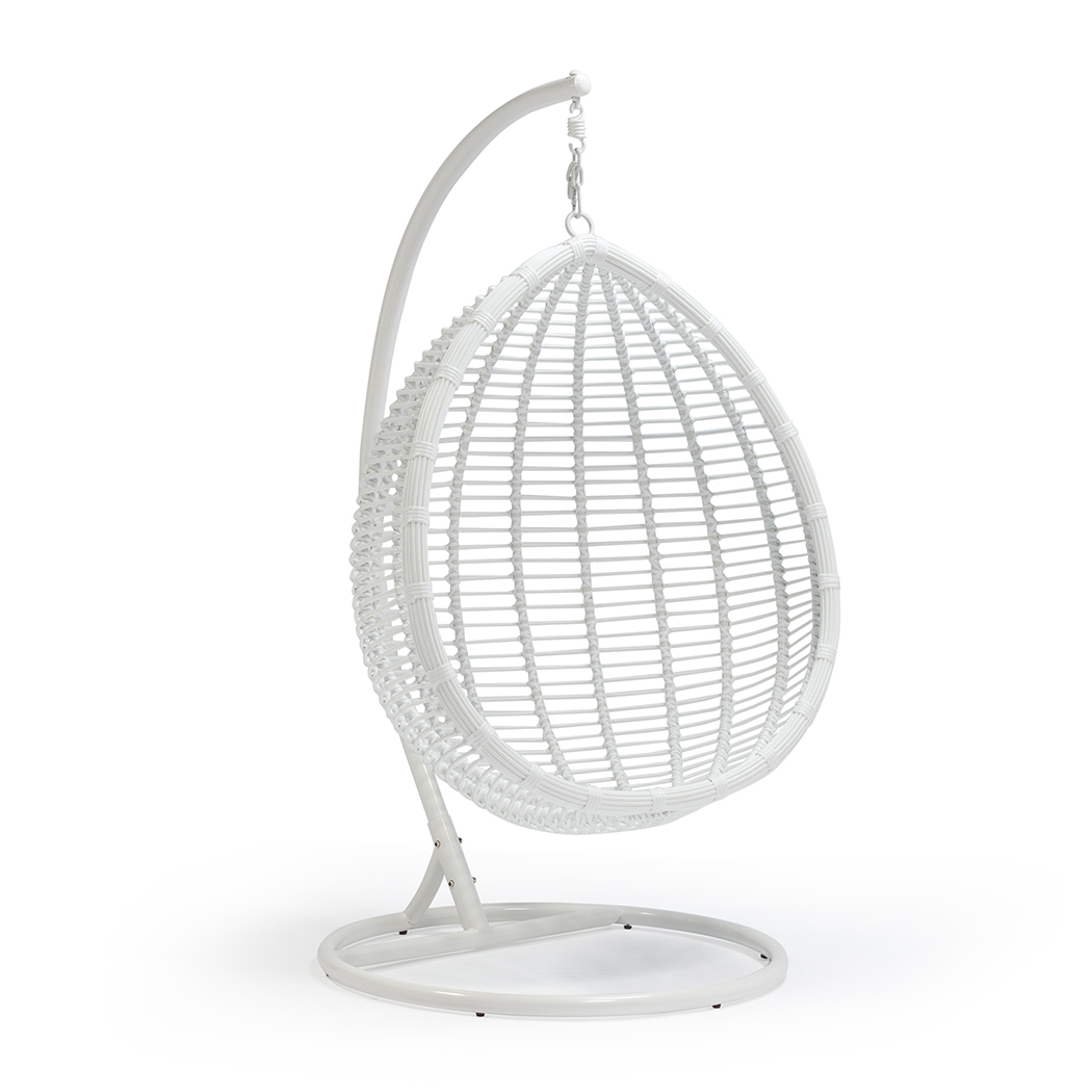   Sheila Outdoor PE Rattan Hanging Teardrop Swing Chair White