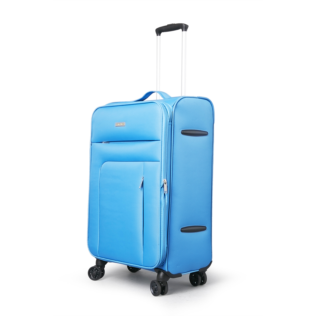   Conwwod SureLite 3pc 8 Wheels Soft Trolley Suitcase Skyblue