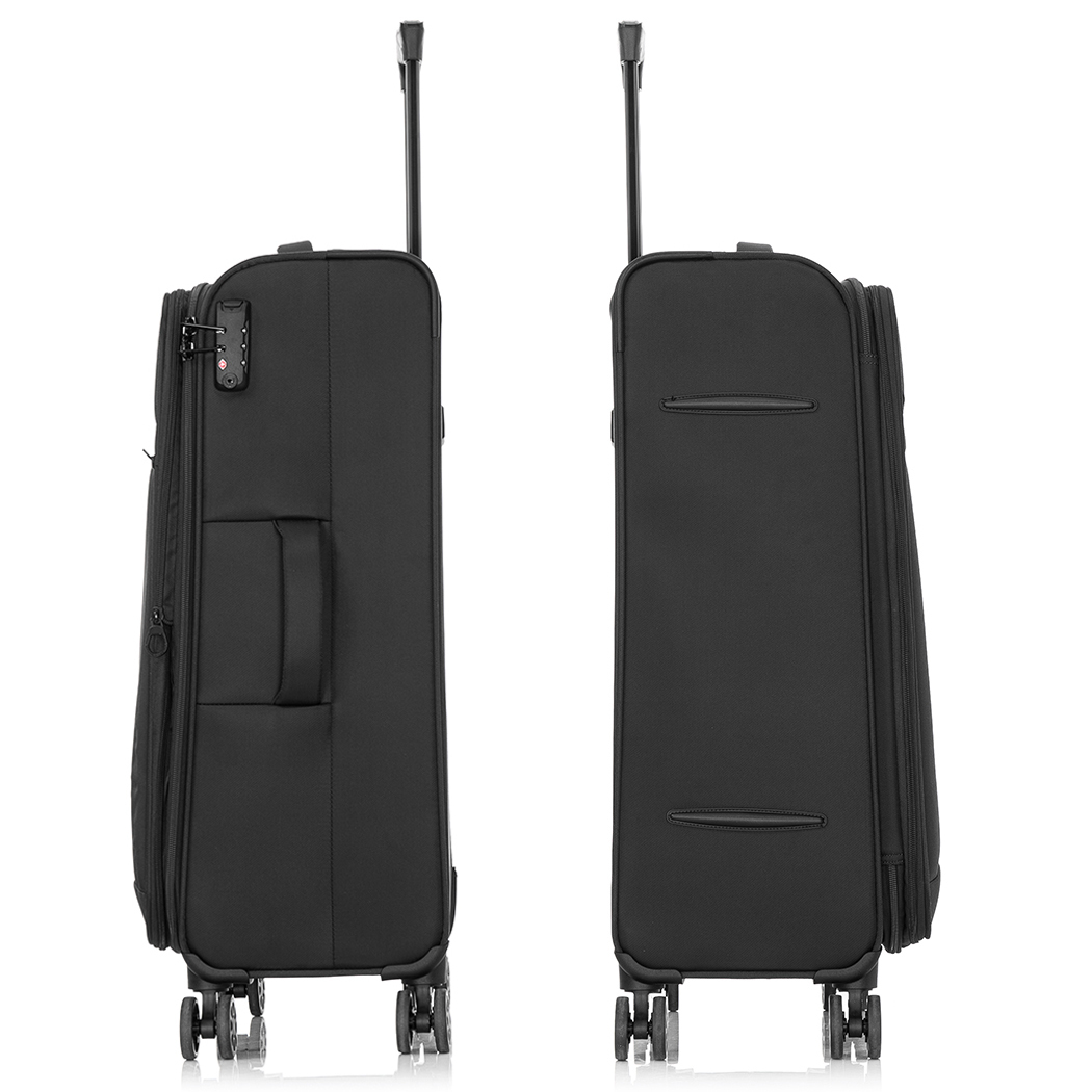   Surelite 3pc Super Lite Soft Luggage Suitcase Set Black