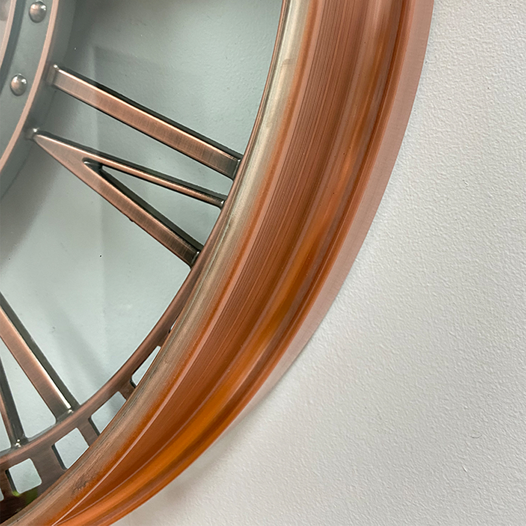   Round Industrial Copper Wash Iron Moving Gears Wall Clock 70cm
