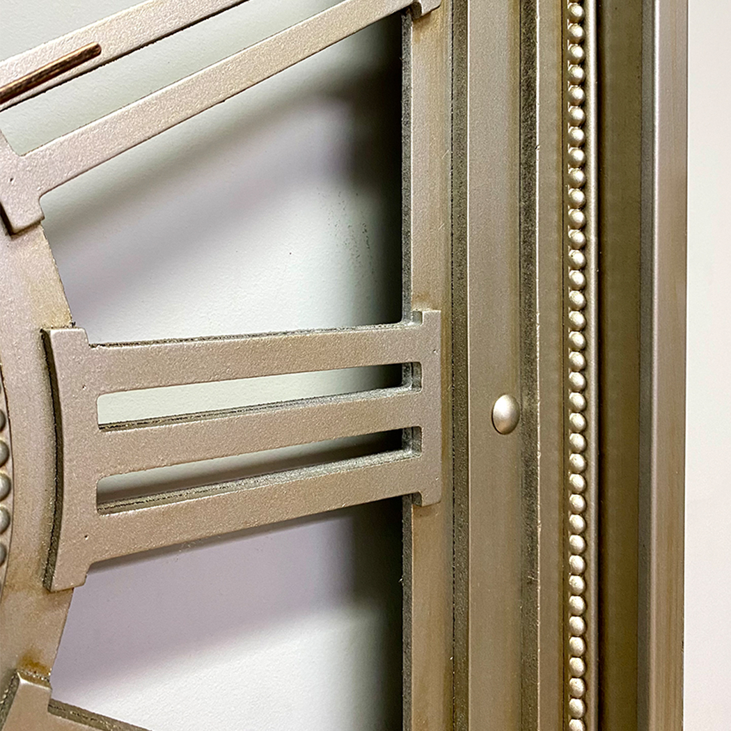   Metal Extra Large Square Moving Gears Wall Clock Silver 80cm