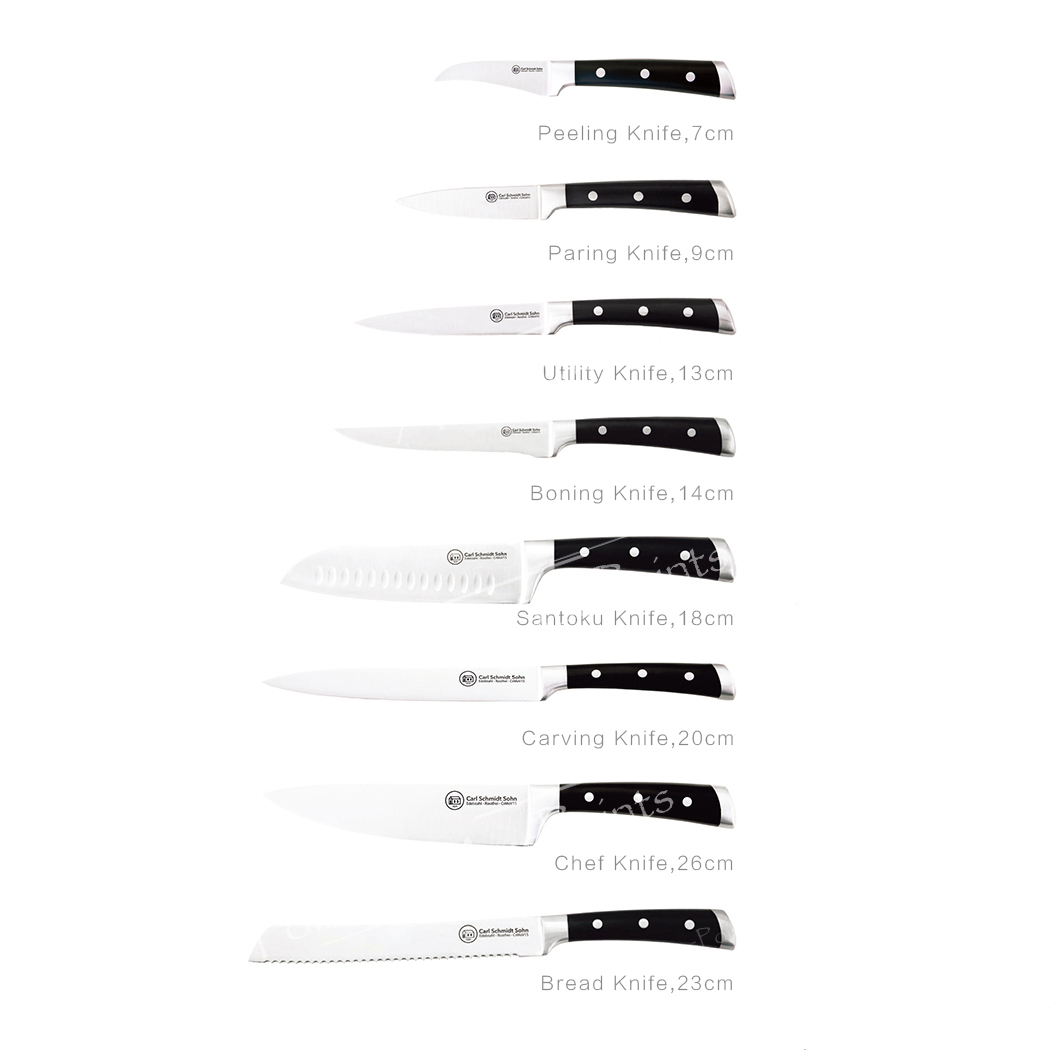 Herne Kitchen Chef's Knife Set Stainless Steel Blade Paring Santoku