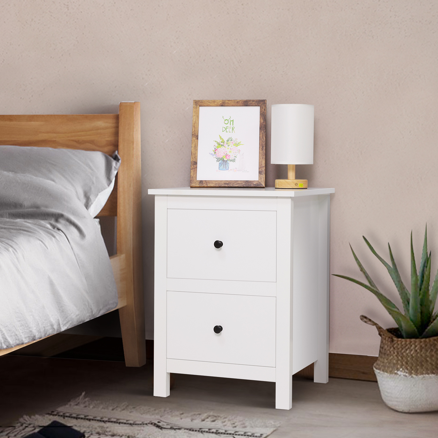   Franco 2 Drawers Bedside Table White