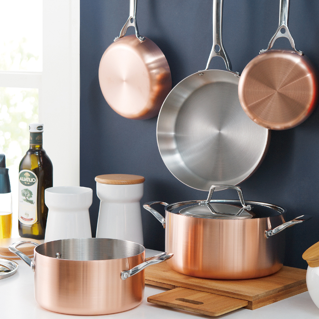   LASSANi Tri-ply Copper Stock Pot 24cm