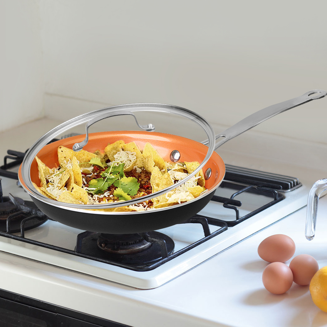   Kupferberg Frypan with Lid Ceramic Copper Coating 24cm