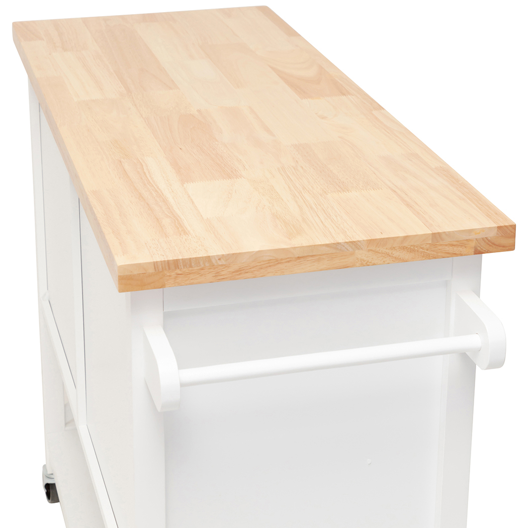   Kitchen Trolley2 Door Island Solid wood Counter Top - White