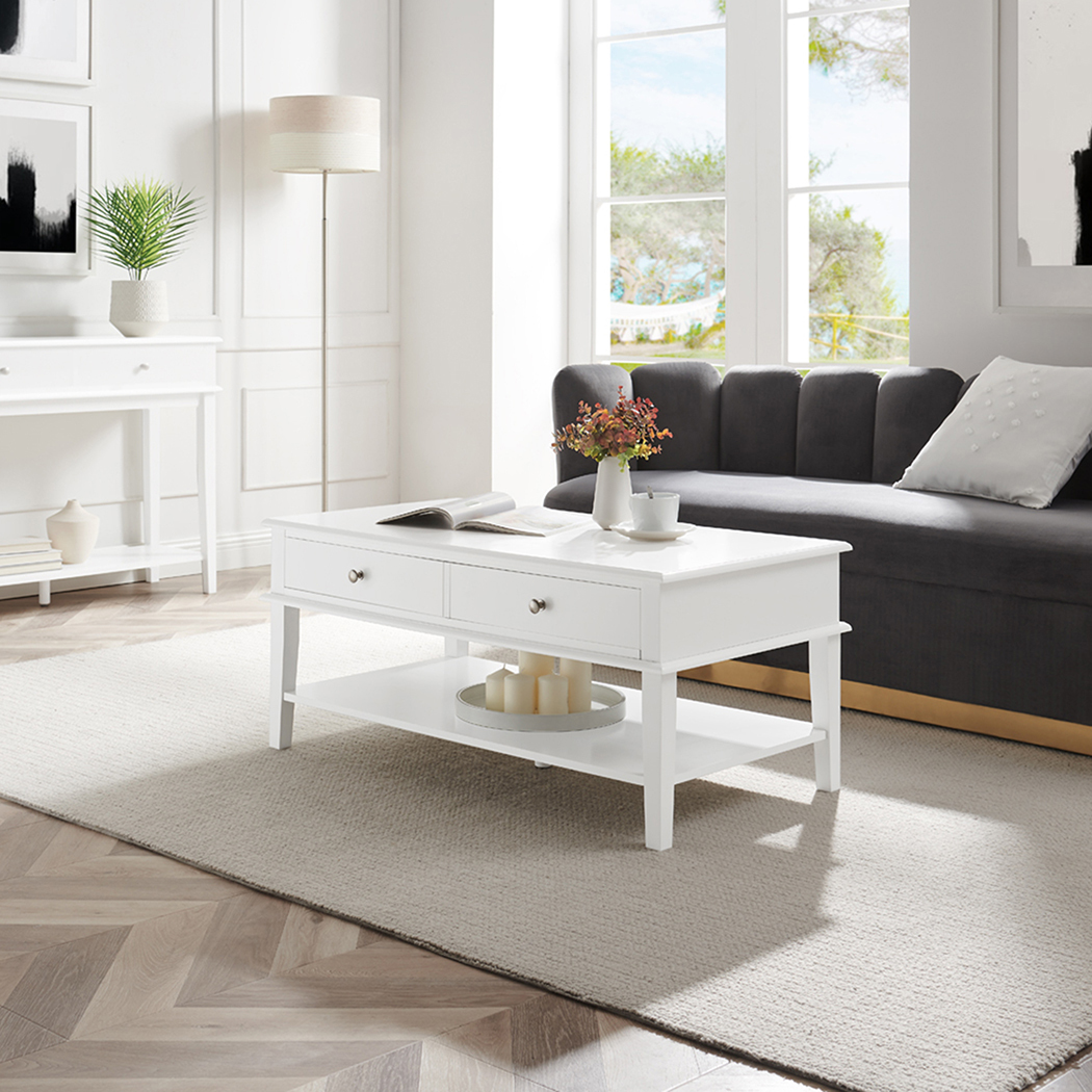   Chloe 2 Drawer 1 Shelf Coffee Table White